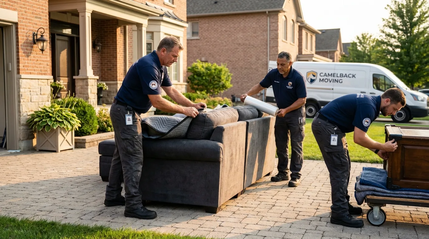 Large estate moving crew wrapping furniture in New Lenox, IL